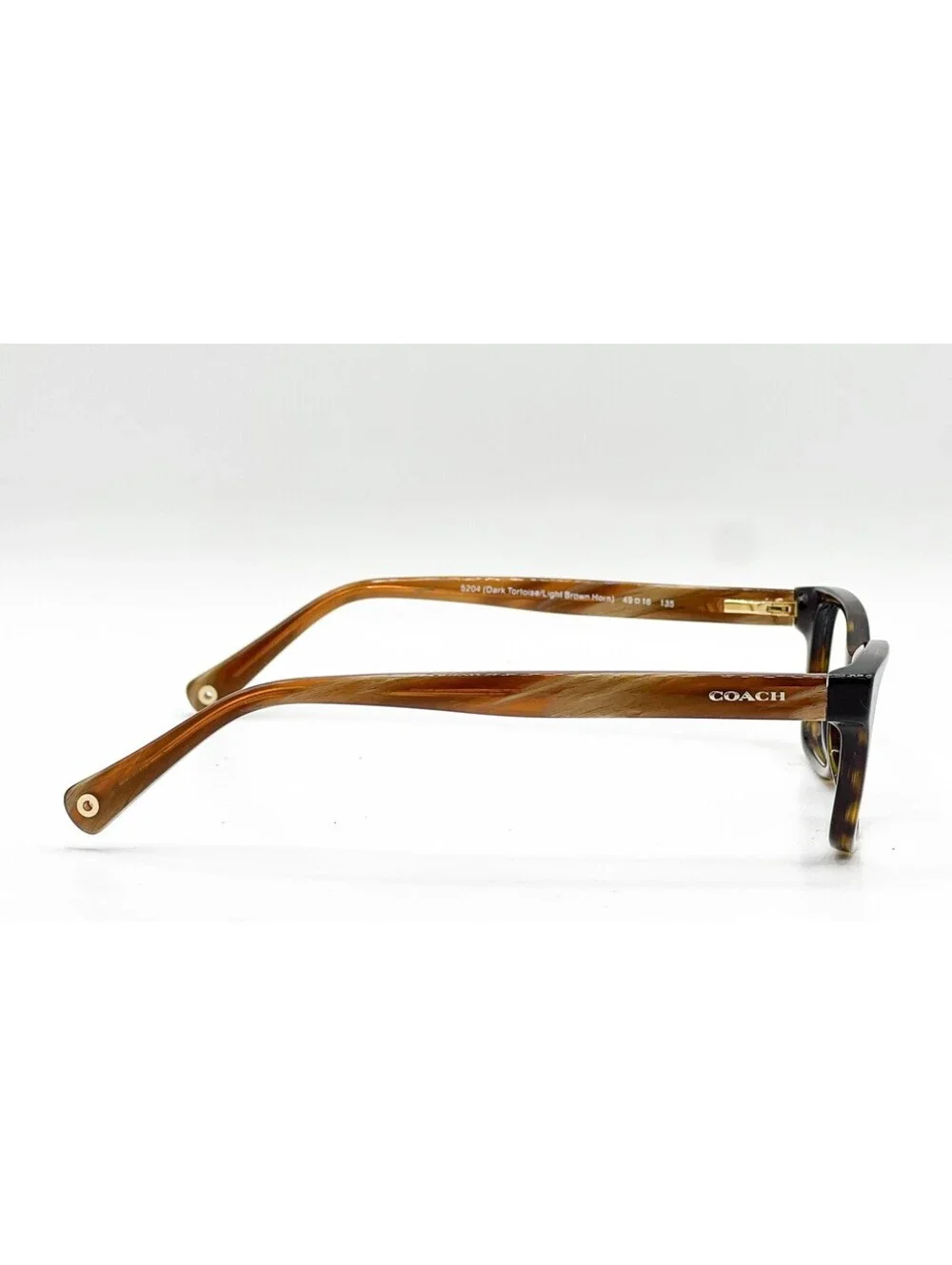 Coach HC 6047 5204 Dark Tortoise Light Brown Horn Eyeglass Frames 49-16-135